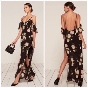 Reformation Black Floral Maxi Dress